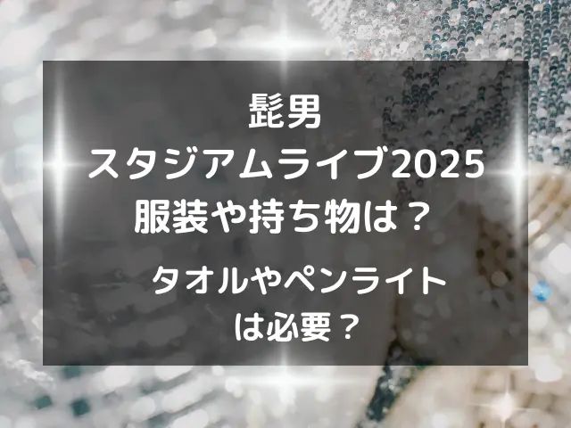 髭男スタジアムライブ2025の服装や持ち物は？タオルやペンライトは必要？