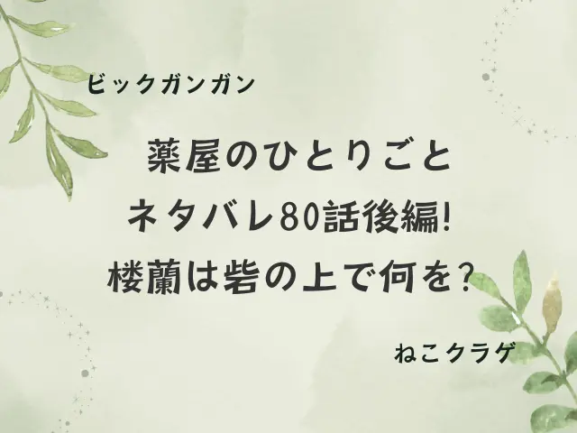 薬屋のひとりごとネタバレ80話後編！楼蘭は砦の上で何を？